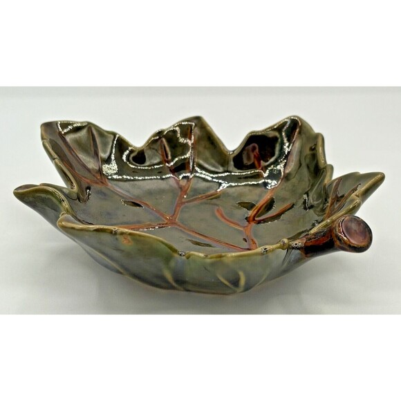 Pottery Barn Harvest Leaf Ceramic Glazed Serving Plate Tray Autumn Fall Decor - Picture 2 of 16